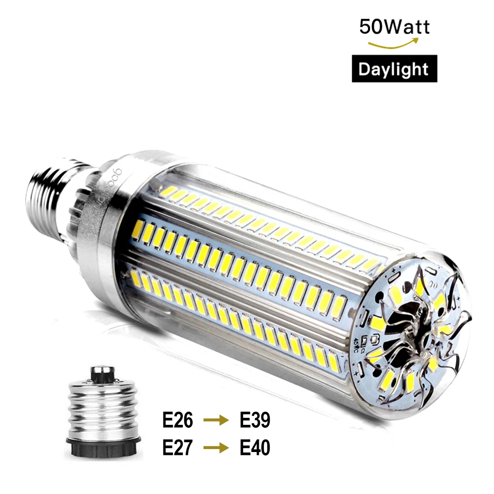Светодиодный E27 кукурузная лампа 50 Вт 35 Вт 25 Вт Светодиодный светильник 110 В 220 В светодиодный светильник E39 E40 большая мощность для наружного освещения квадратной игровой площадки - Испускаемый цвет: 50W with Converter