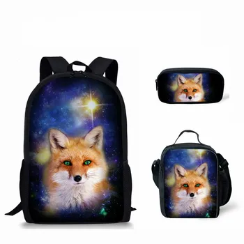 

THIKIN Galaxy Fox Pattern School Bag Women Travel Ladies Bags Children's Backpack Vintage Kids Bookbag Custom Daily Backpacks