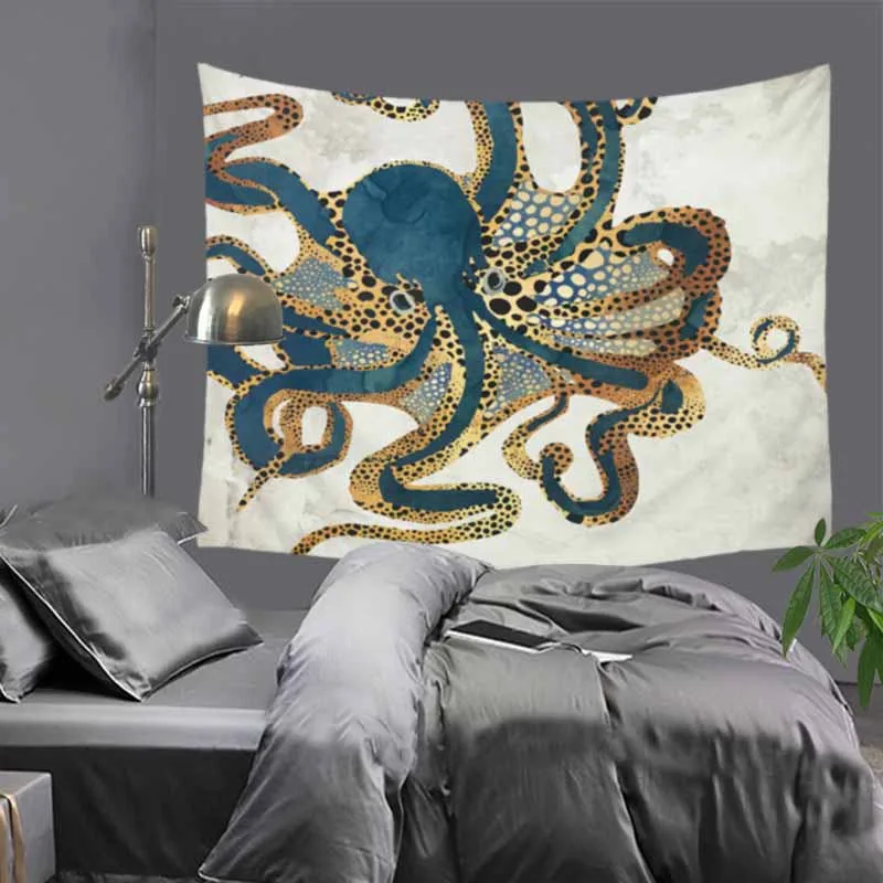 

Beautiful Jellyfish Tapestry Lion Animal Printed Wall Hanging Tapestries Indian Hippie Home Decoration 150x130cm