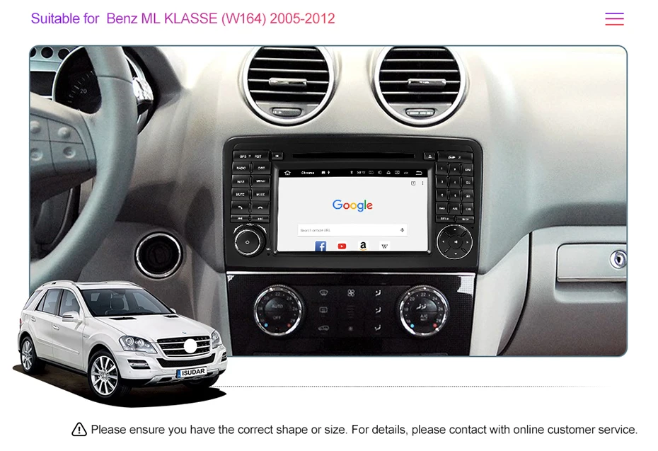 Cheap Isudar 2 Din Auto Radio Android 9 For Mercedes/Benz/ML/GL CLASS W164 ML350 ML500 GL320 Car Multimedia Video DVD Player GPS FM 4