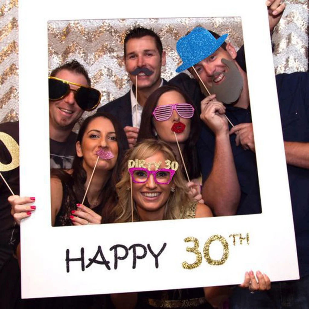 Happy 30th Birthday Anniversary Social Media Selfie Frame Photo Booth Prop Accessories