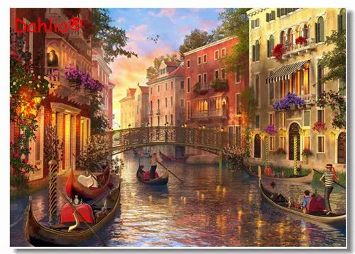 

Venice Scenery Riverside Bridge Arts Needlework Embroidery DIY DMC Cross Stitch Kits Crafts 14CT Unprinted Home Decor Handmade