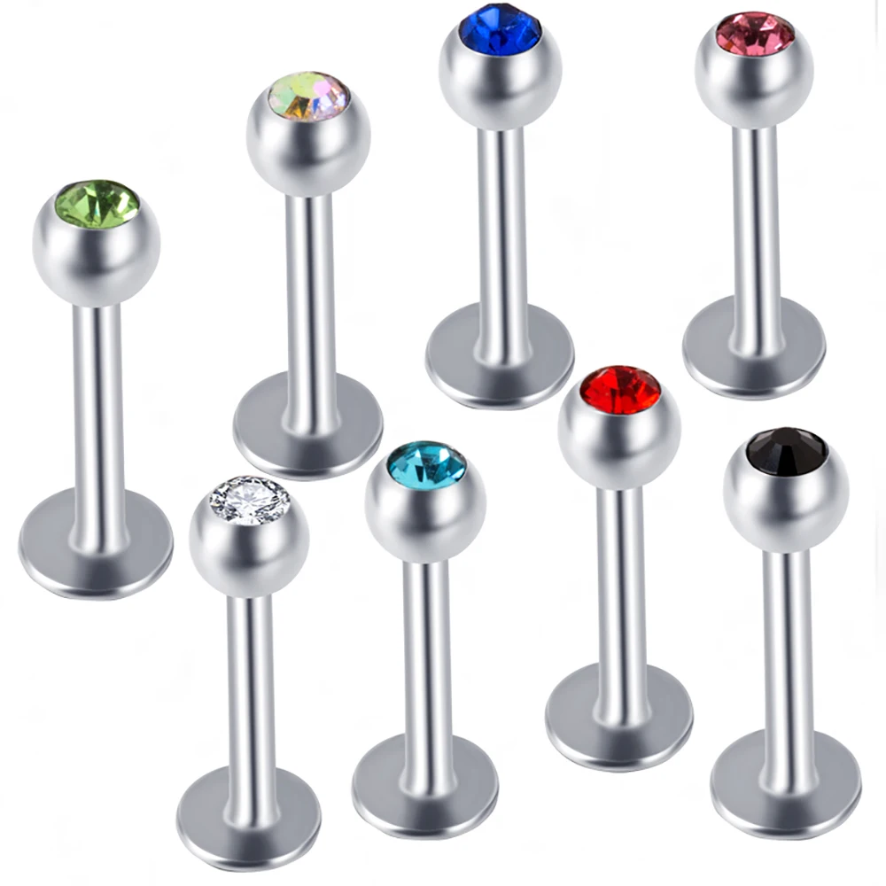 

JUNLOWPY 1pcs Surgical S Steel Assorted Colors Labret Stud Lip Piercing Ear Cartilage Tragus Helix Ring Body Jewelry Daith Bar