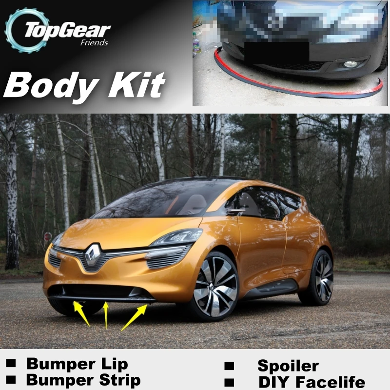 

Bumper Lip Deflector Lips For Renault R-Space R Space Front Spoiler Skirt For TopGear Friends Tuning Car View / Body Kit / Strip