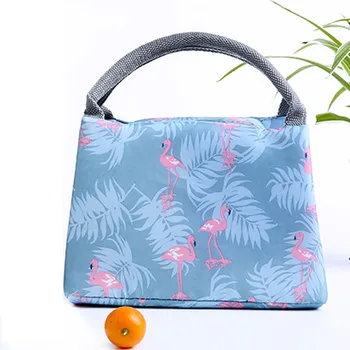 

Animal Flamingo Lunch Bags Women Portable Functional Canvas Stripe Insulated Thermal Food Picnic Kids Cooler Lunch Box Bag Tote