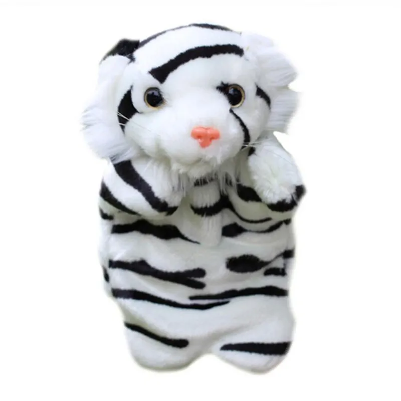 Современная мультяшная детская игрушка, ручная кукла, животные, перчатки в виде тигра для детей, милые мягкие плюшевые игрушки, кукла - Цвет: Black white stripes