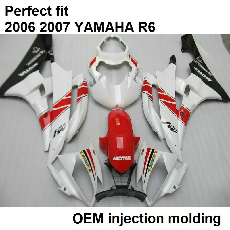 

Injection molding free customize fairing kit for Yamaha white red black YZF R6 2006 2007 fairing set YZFR6 06 07 BN03