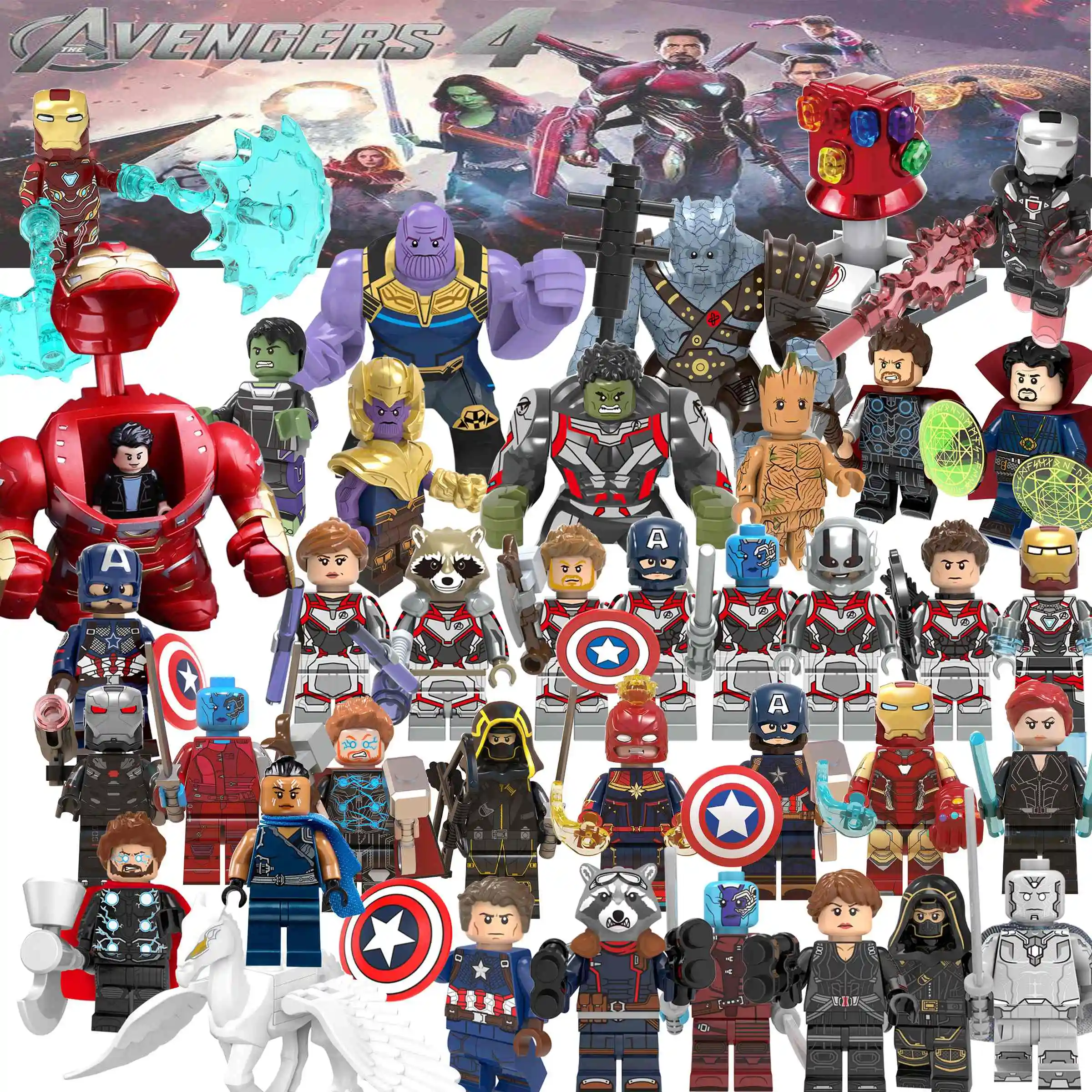 

Super heroes Marvel Avengers 4 endgame Captain America iron man Iron Monger Thanos legoing Building Blocks Figures Toys for kids