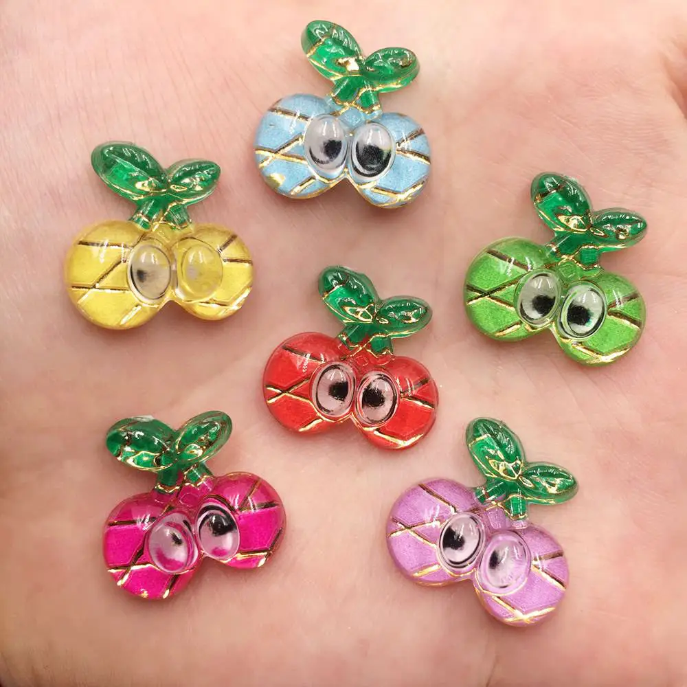 

New 20pcs mix resin 3D Colorful Lovely Cherry Flat back rhinestone appliques DIY Wedding scrapbook craft SF602