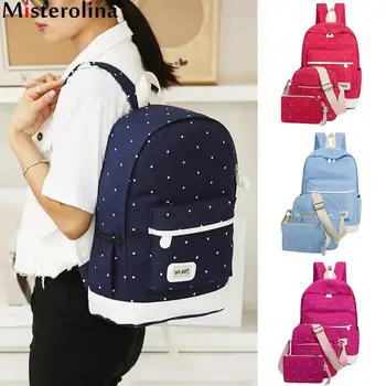 

3pcs Unisex Women Men Backpack School Shoulder Bag Rucksack Canvas Travel Bag College Wind Women Schoolbag