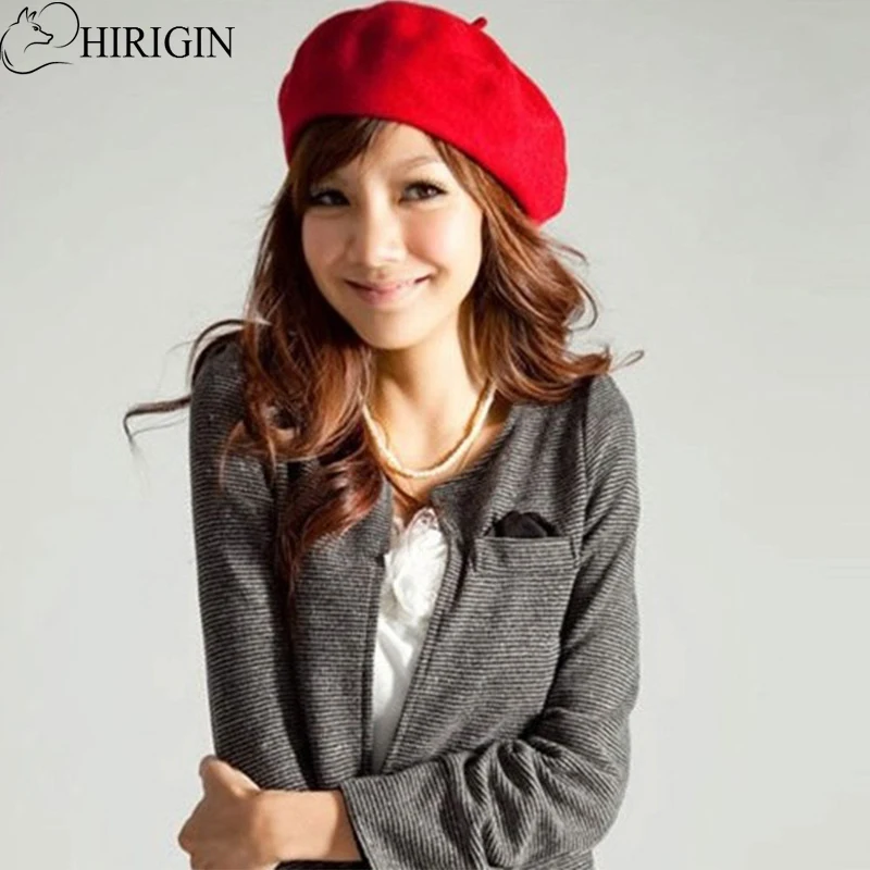 

6 Colors Autumn Winter Vintage Hats Womens Sweet Solid Warm Wool Beret French Artist Beanie Hat Ski Cap Hat Female Chistmas Gift