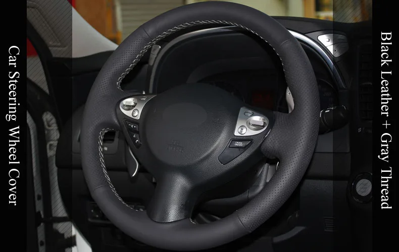 Черный кожаный руль автомобиля покрытие для Infiniti FX FX35 FX37 FX50 Nissan Juke Nissan Maxima 2009- Sentra X-Trail