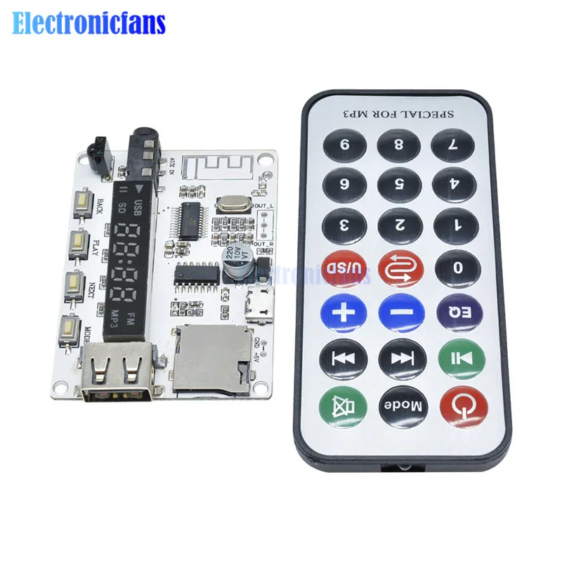 

Wireless LED Digital Bluetooth Decoder Board Audio Sound Module With Infrared Remote Controller For Car MP3 FM TF Micro SD Card