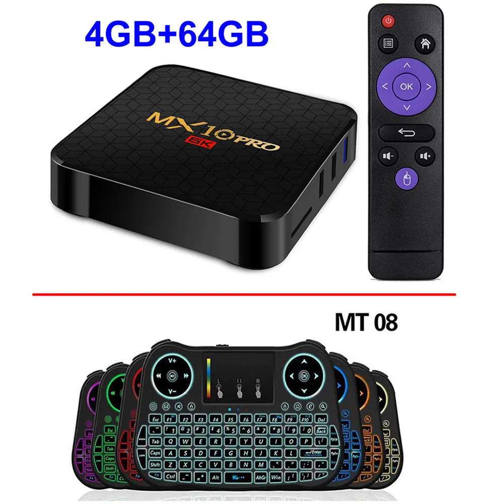 MX10 PRO Android tv Box Android 9,0 Allwinner H6 Четырехъядерный 4 ГБ ОЗУ 64 Гб ПЗУ USB3.0 wifi 6K разрешение H.265 HDR 3D телеприставка - Цвет: 4GB 64GB add MT08