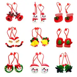 1 шт., милый Рождественский стиль для маленьких девочек, эластичная веревка для волос, дерево, Санта-Клаус, колокольчик, резиновый держатель