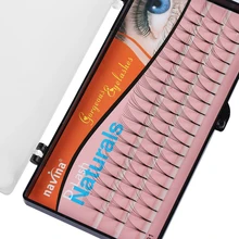 60 шт./компл. 6D норки узел-бесплатно естественное длинные черные готовых объем вентилятор ресницы России полу постоянная ресница расширение Длина 8~ 14 мм