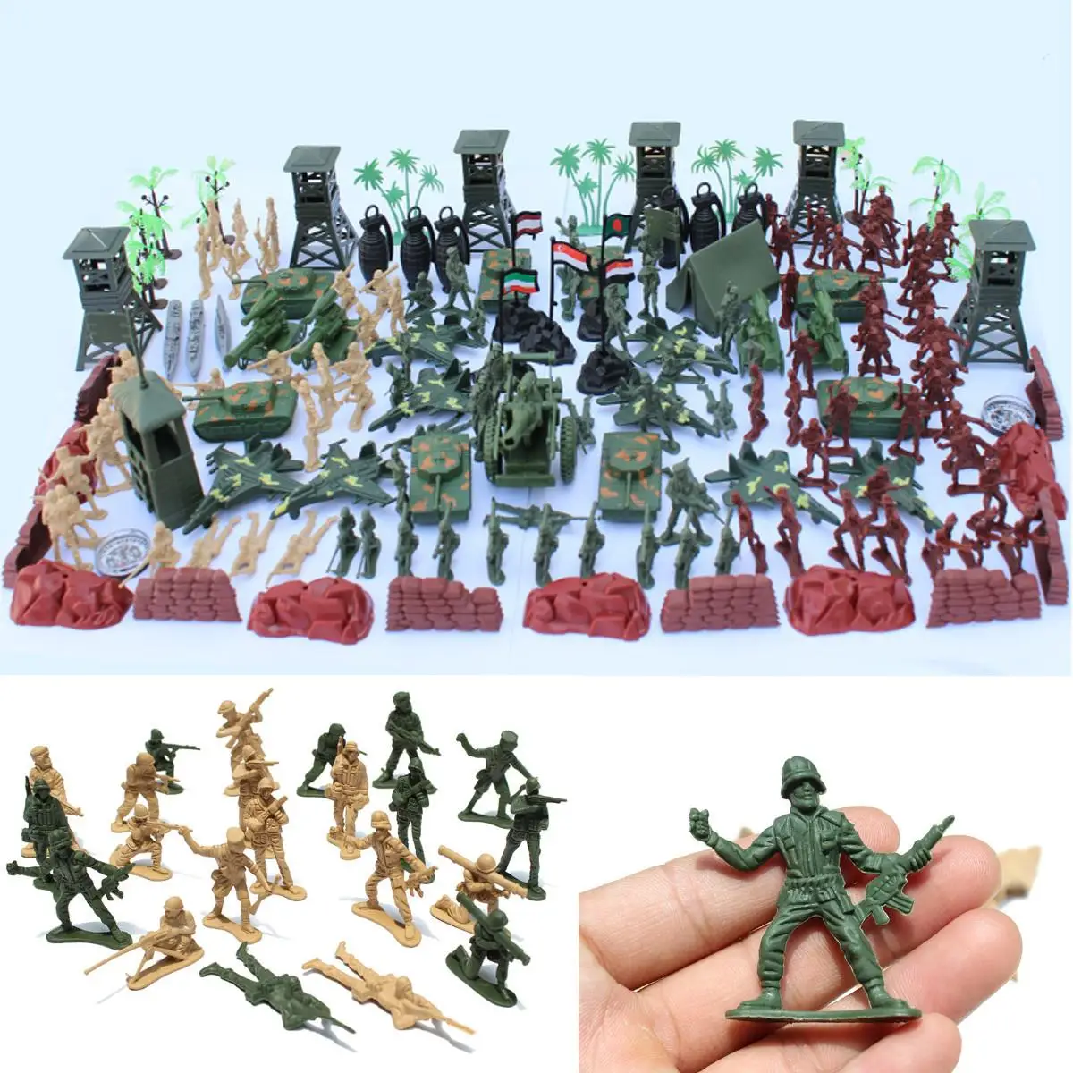 

170pcs/set Military Plastic Model Toy Soldier Army Men Figures & Accessories Playset Kit Decor Gift Model Toys For Children