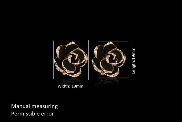Двойной ярмарка мозаика Черная роза цветочный кристалл серьги из розового золота Цвет Модные Винтажные уха украшения для женщин/девочек DFE660