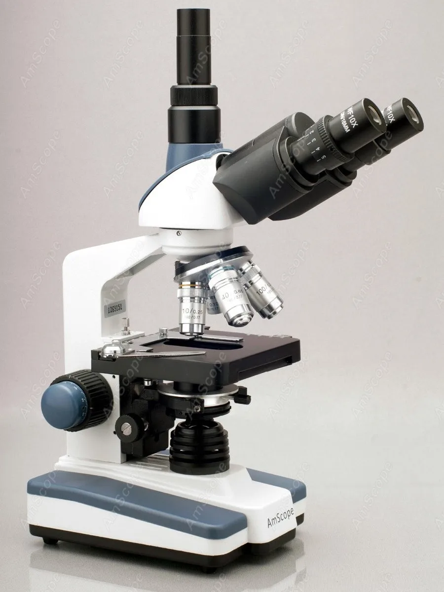 실험실용 삼안 복합 현미경, AmScope 용품, 2000X LED 실험실용, 3D 기계식 스테이지, 8MP 카메라 포함
