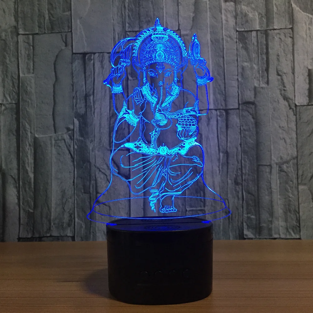 

Elephant head God 7 Color Lamp 3D Ganesh Visual Led Night Lights for Kids Touch USB Table Lampara Lampe Baby Sleeping Nightlight