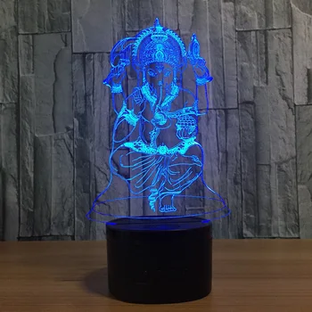 

Elephant head God 7 Color Lamp 3D Ganesh Visual Led Night Lights for Kids Touch USB Table Lampara Lampe Baby Sleeping Nightlight