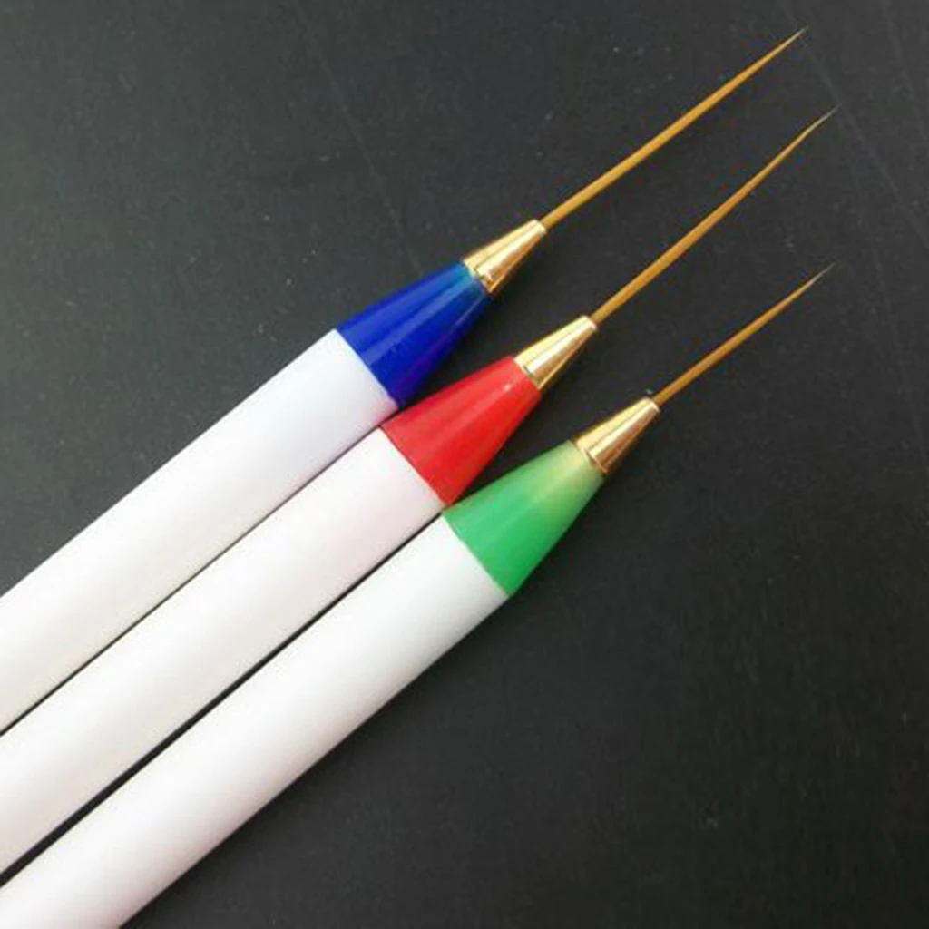 Kesoto 3 Nail Art Brush Acrylic Drawing Striping Dotting Painting Design UV Gel Pen Fashionable Charms For Nails Art Decorations