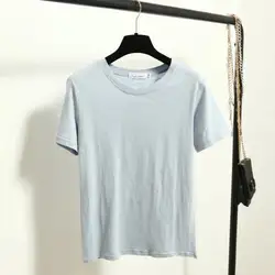 Модная футболка из хлопка с круглым вырезом короткий рукав корейский стиль футболки L017