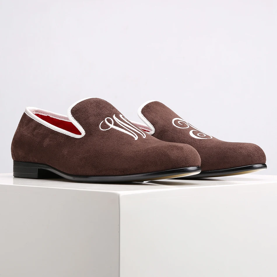 Personalizado Com Casamento Piergitar Sapatos Marrom Partido De Do Letras Camurça Novo Homens 2018 Personalidade Estilo Moda E Mocassins Bordadas Inzrw0zAT