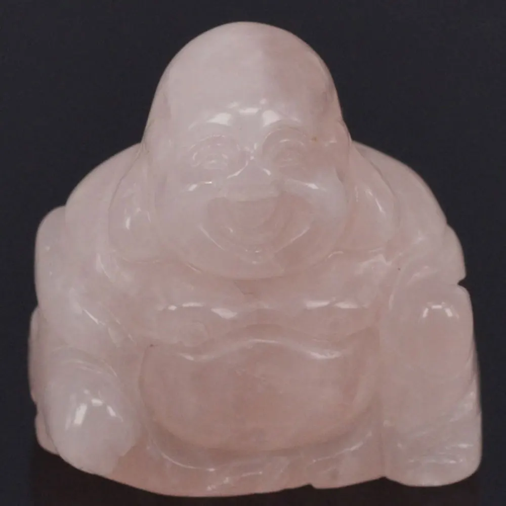 

1.1 Inch Rose Quartz Maitreya Buddha Stone carved Figurine Crafts Lucky Chakra Healing Reiki