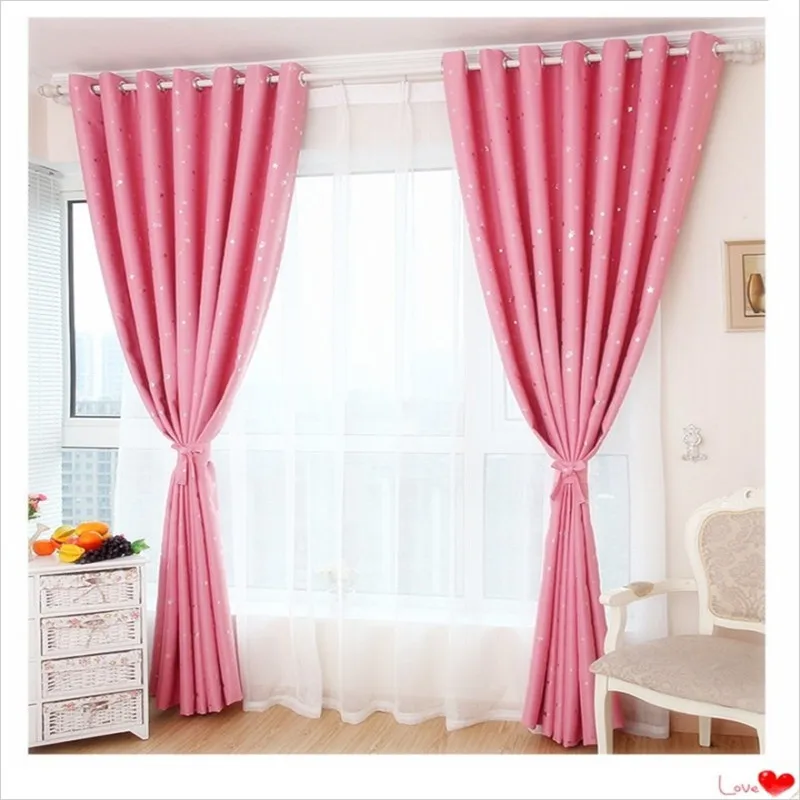Mrosaa блестящие звезды детская ткань шторы для детей мальчик девочка спальня гостиная синий/розовый индивидуальный заказ шторы - Цвет: Розовый