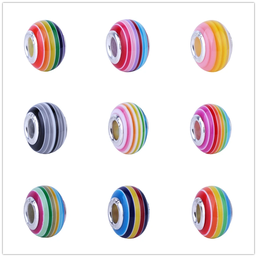 

Charm Rainbow Coloured Glass Beads Fit Pandora Original Bracelet Women Jewelry DIY Making Gift Luxury Women Jewelry WJ027