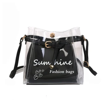 

New Fashion Women Transparent Pvc Messenger Cross Body Handbag Ladies Leather Bag Shoulder Bag Purse Tote Bag