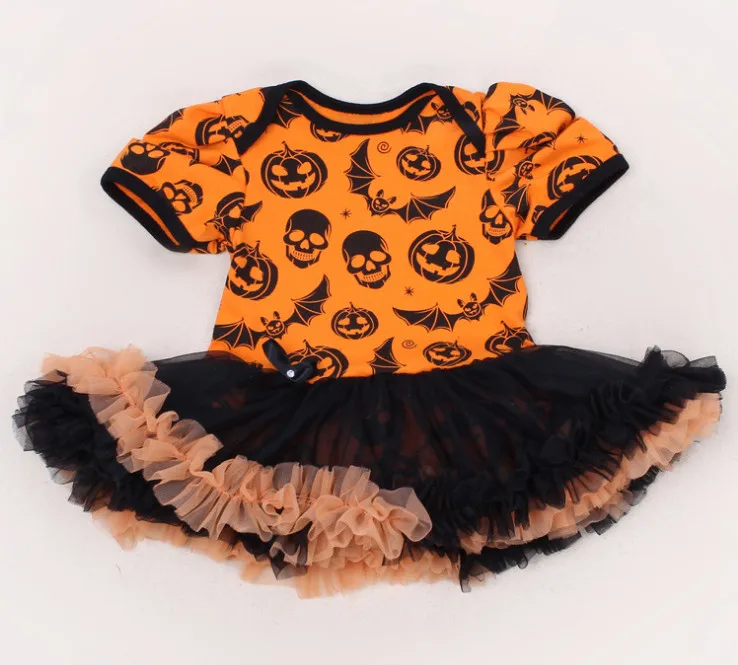 

Pumpkin Black Baby Girl Halloween Costumes Lace Petti Rompers Dresses Jumpsuit Fantasias Infantil Girls Clothes Newborn Clothing