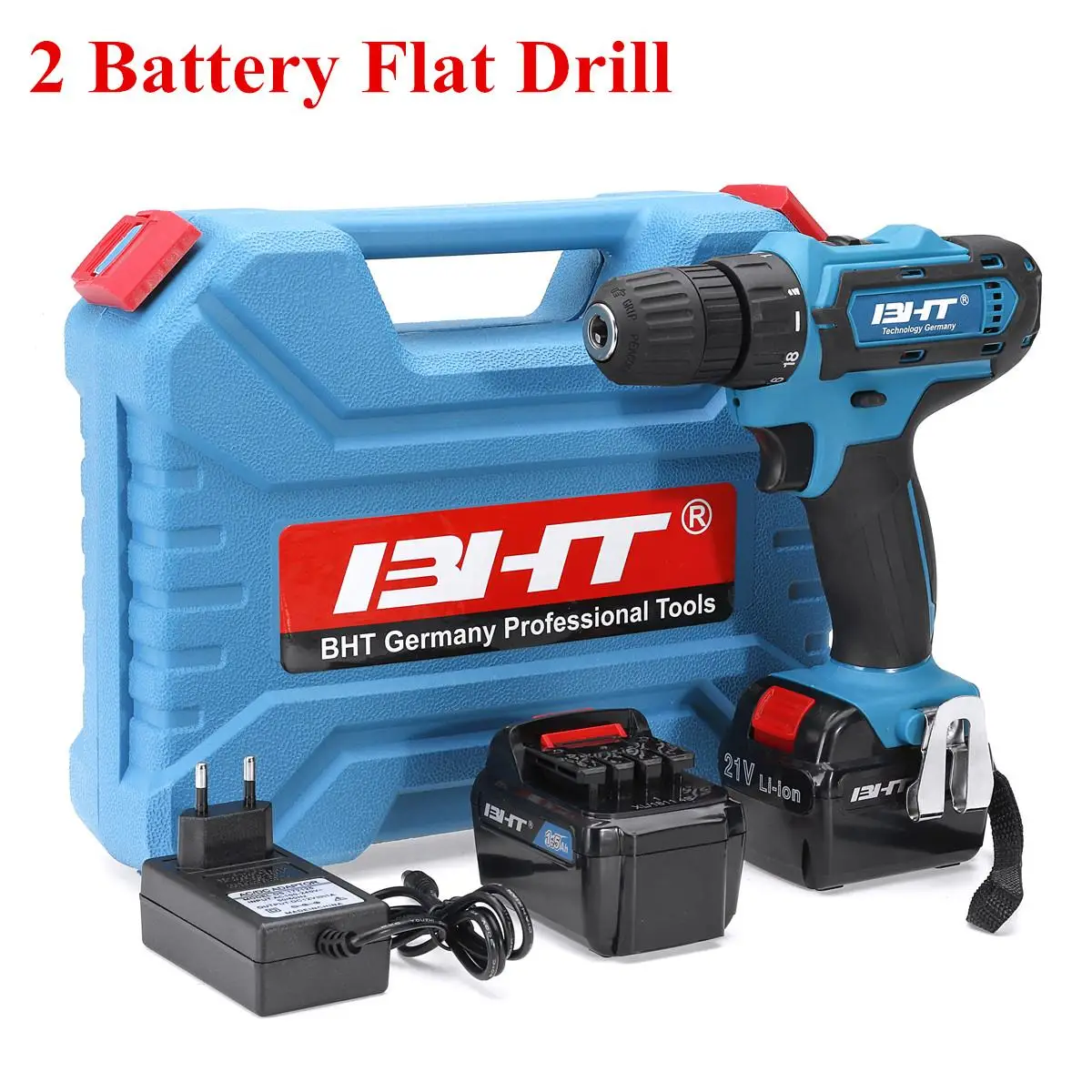 2 Battery Flat Drill Новейший 21 в 2 скорости бесщеточный мотор электрический молоток шуруповерт беспроводная ударная дрель Беспроводная Дрель светодиодный светильник Li батарея инструменты - Цвет: 2 Battery Flat Drill