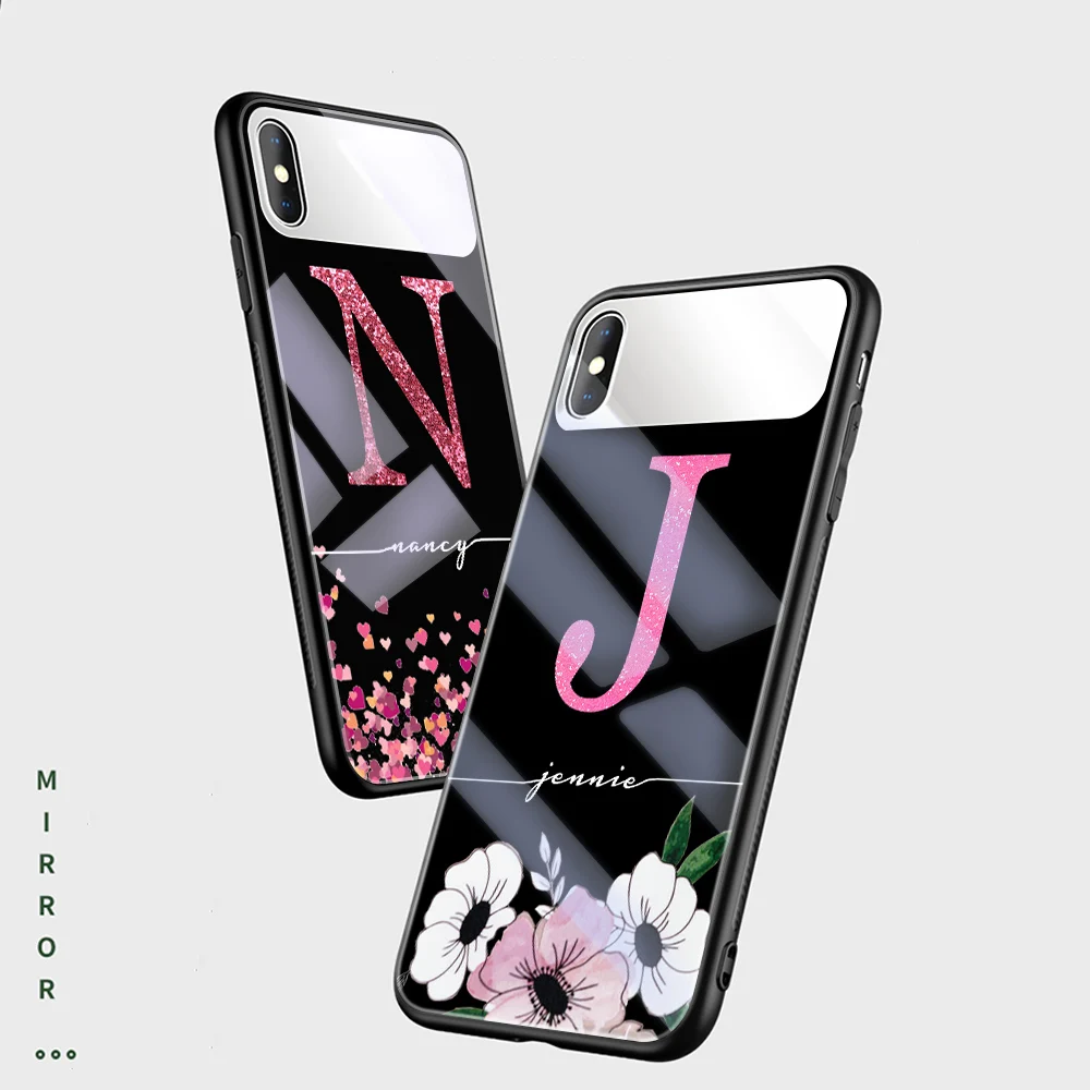 

ciciber Custom Your Name Your Pattern for IPhone X XR XS MAX Mirror Glass Cases Reflective Back Cover for IPhone 6 8 7 6S Plus