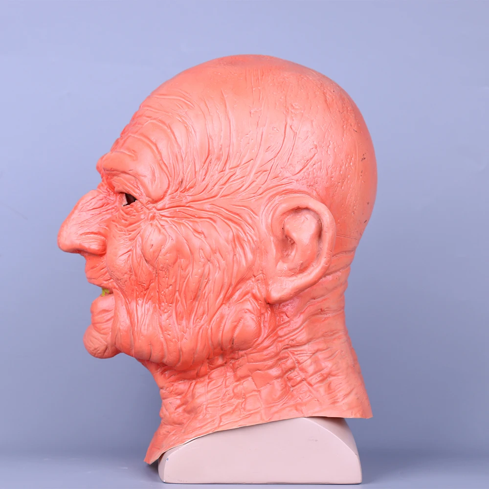 Creepy Old Man Mask With Hair Masquerade Old Man Mask Halloween Mask Props New (6)