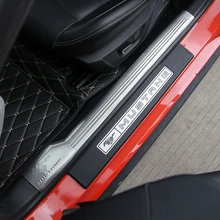 SHINEKA – protection de seuil de porte en acier inoxydable, plaque de protection d'entrée pour Ford Mustang 2015 +