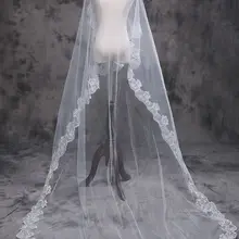 Свадебные вуали с кружевной аппликацией и одним слоем, длиной 2,5 м