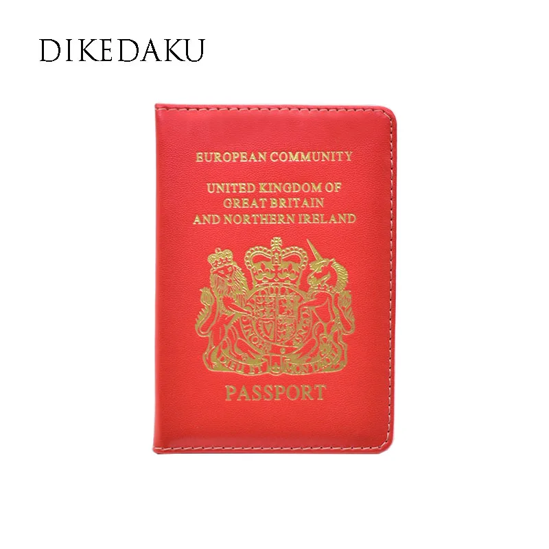 DIKEDAKU Elegant Designer UK Passport Holder Women Fashion Cute Passport Cover Pu Leather Travel