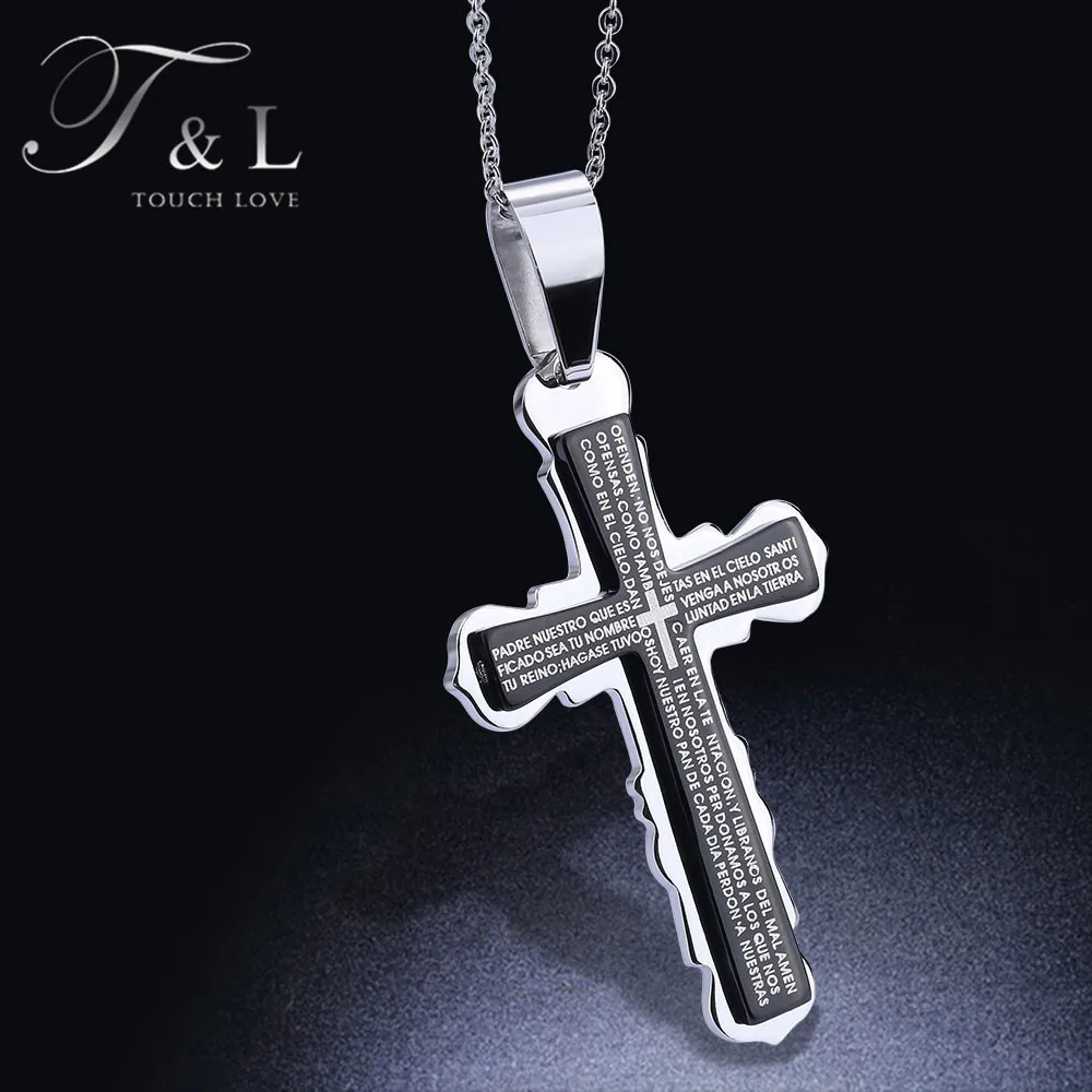 T&L Black/Silver/Gold Cross Bible Men Pendant Necklace Wholesale