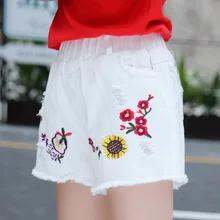 Шорты с вышивкой для девочек г. Летние детские Белые Повседневные Удобные шорты детские штаны от 5 до 15 лет, праздничная одежда для девочек-подростков