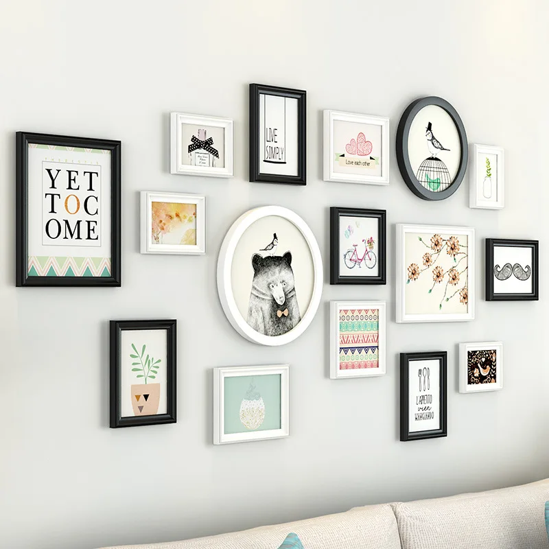 16 قطعة/المجموعة الحديثة نمط إطار صور جدار ديكور الإبداعية غرفة المعيشة إطار صور معلقة على جدار الأسرة الصورة إطار مجموعة