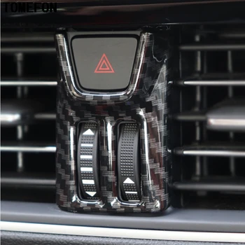 

TOMEFON For Ford Focus 2019 Car Warning Light Button Decorative Sticker Cover Trim Styling Interior Accessories ABS CarbornFiber