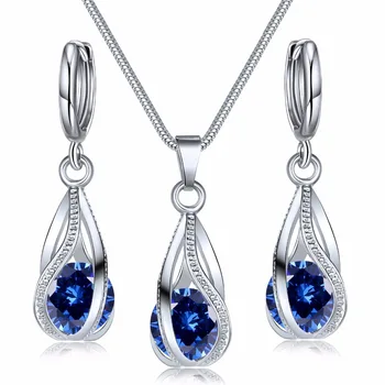 AILEND2018 New Fashion Crystal Jewelry Set Zircon Necklace Earrings Set Decoration