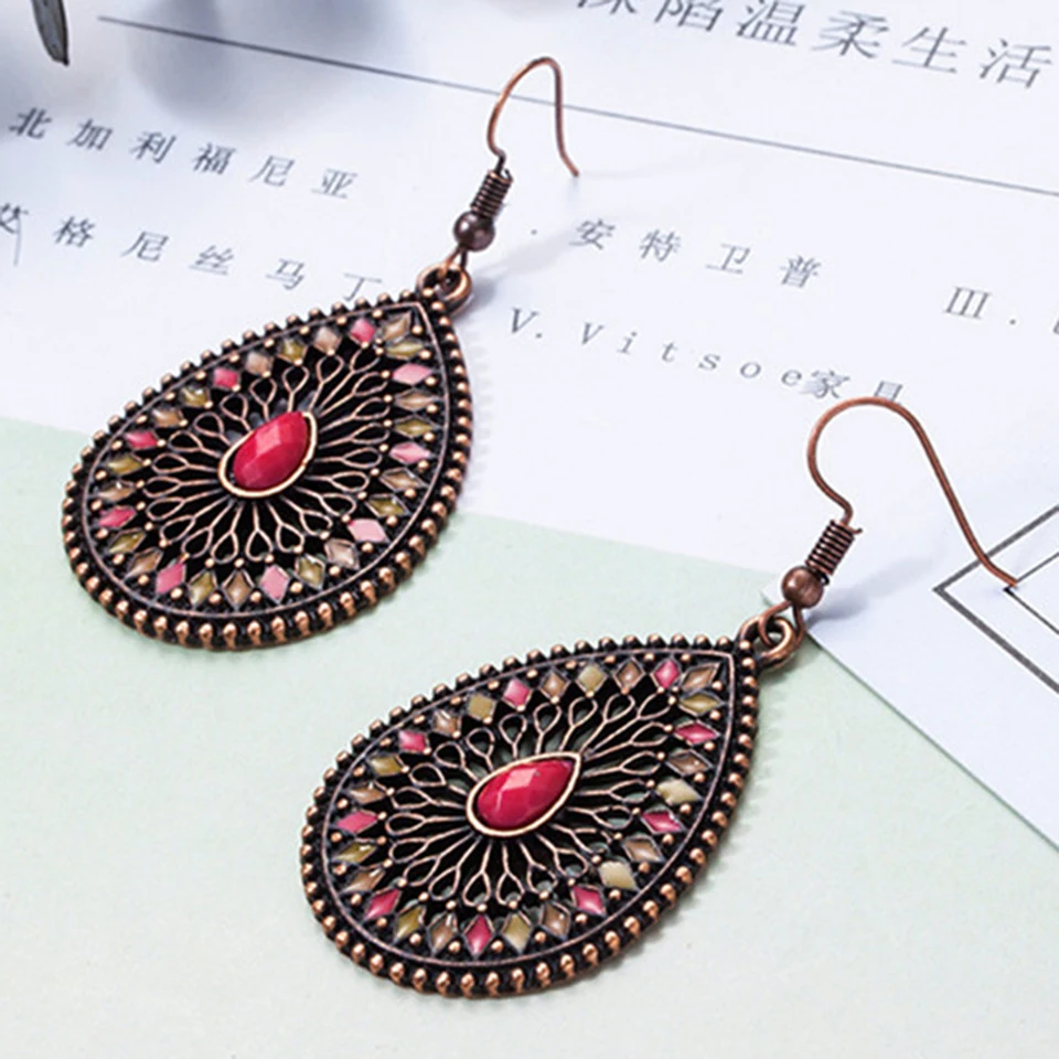 

Brincos new water drop earrings for women Ethnic multicolor bead big earrings Bohemian acrylic dangle earring statement jewelry