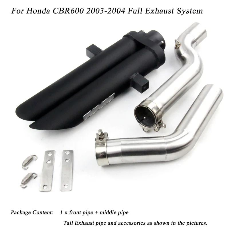 

For Honda cbr600/cbr600rr 2003 2004 Motorcycle Front Tubes With Middle Connecting Pipe Silp On Tail Exhaust Muffler Pipe