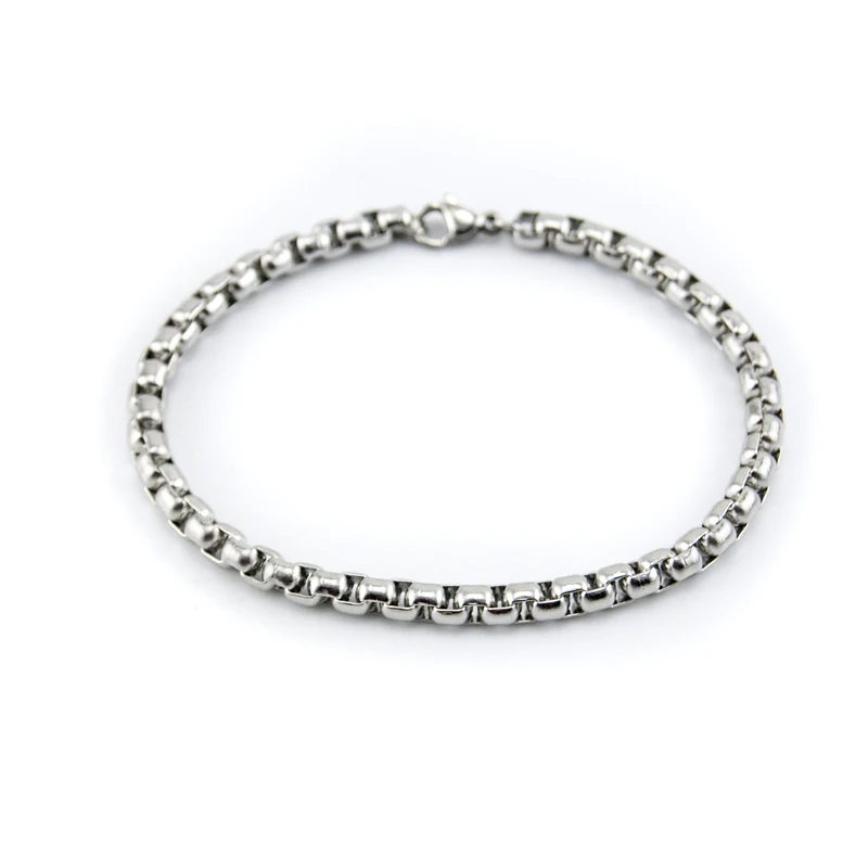 10pcs JEWELRY silver SQUARE LINK BRACELET Men's 8.25" length bracelet Stainless Steel handsome