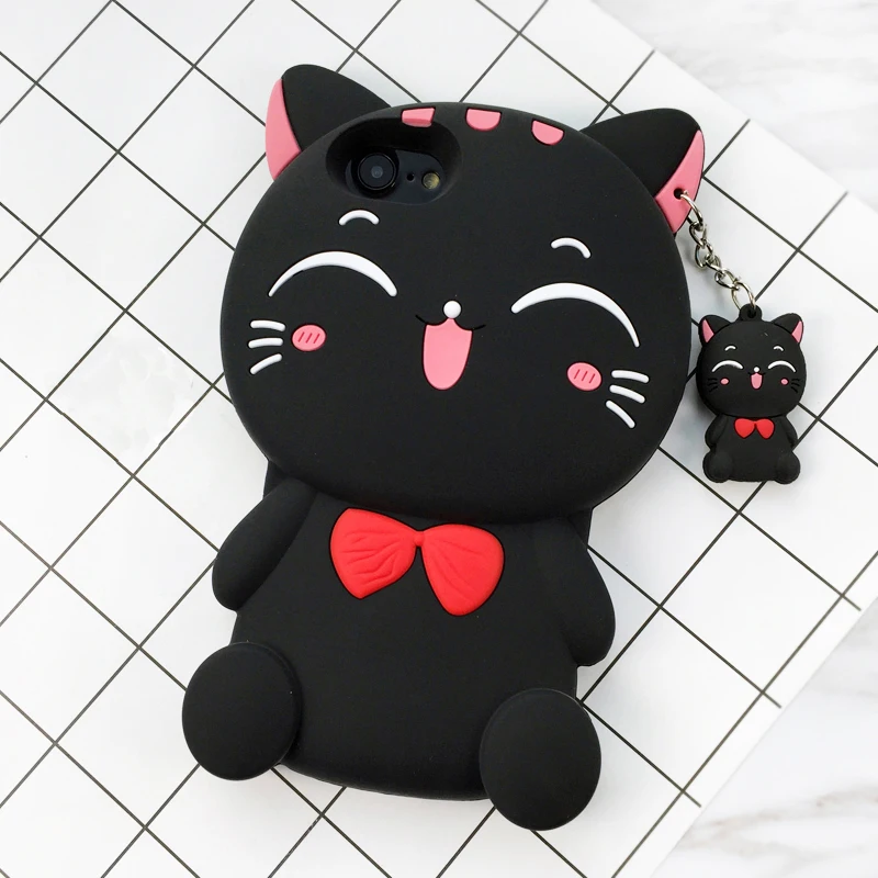 

HereCase for 3D Cartoon Soft Silicone Phone Case For iPhone 6 6S 7 8 Plus X Cover Smile Cat Unicorn shell for cartoon character