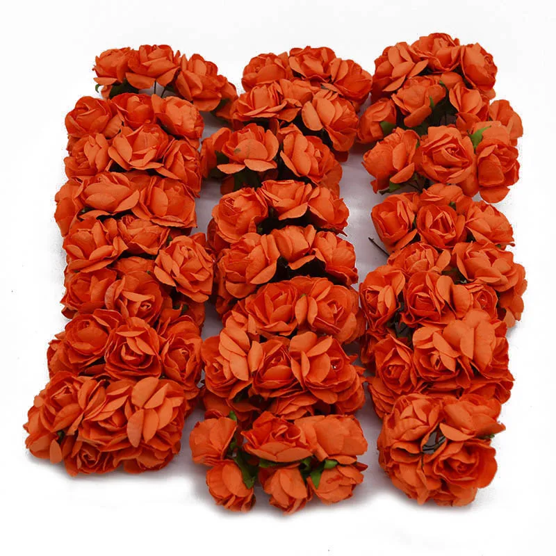 144 шт 3 см Многоцветный Искусственный Цветок Азалии бумажная Роза голова для украшения свадебной вечеринки дома DIY венки товары для рукоделия - Цвет: F12 Orange