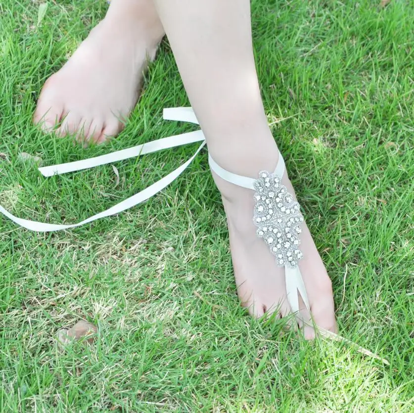 

Luxury rhinestones foot ring barefoot sandals beach wedding anklet white sexy jewelry wedding shoes